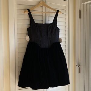 ♠️ STAUD Landscape corset babydoll velvet mini dress size 8-10